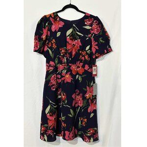 Vince Camuto Floral Ruched A-Line Midi Dress – Size 12